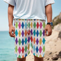 Colorful Argyle Pattern Print Men's Cargo Shorts