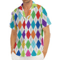 Colorful Argyle Pattern Print Men's Deep V-Neck Shirt