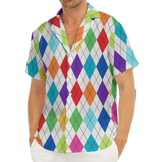 Colorful Argyle Pattern Print Men's Deep V-Neck Shirt
