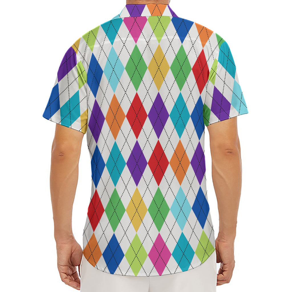 Colorful Argyle Pattern Print Men's Deep V-Neck Shirt