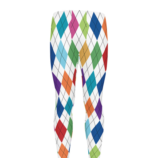 Colorful Argyle Pattern Print Men's leggings