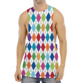 Colorful Argyle Pattern Print Men's Muscle Tank Top