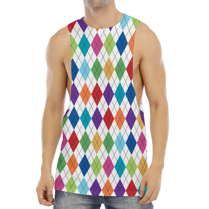 Colorful Argyle Pattern Print Men's Muscle Tank Top