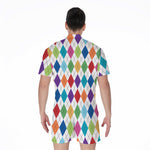 Colorful Argyle Pattern Print Men's Rompers