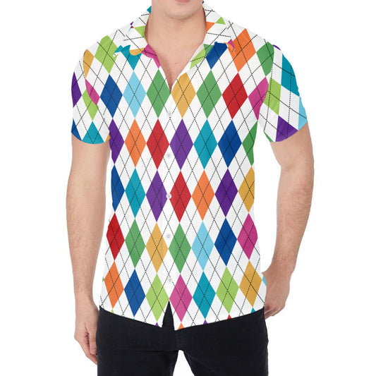 Colorful Argyle Pattern Print Men's Shirt