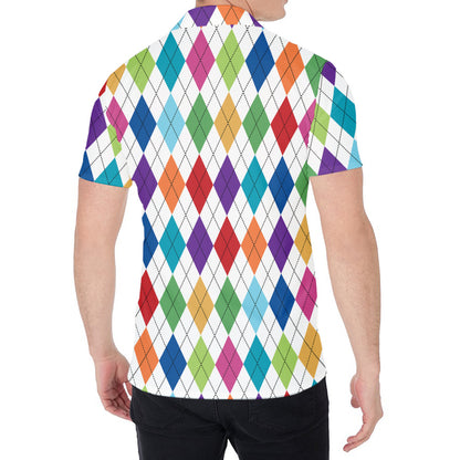 Colorful Argyle Pattern Print Men's Shirt
