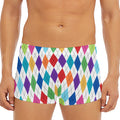 Colorful Argyle Pattern Print Men's Short Boxer Briefs