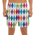 Colorful Argyle Pattern Print Men's Split Running Shorts