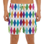 Colorful Argyle Pattern Print Men's Split Running Shorts