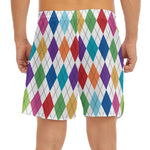 Colorful Argyle Pattern Print Men's Split Running Shorts