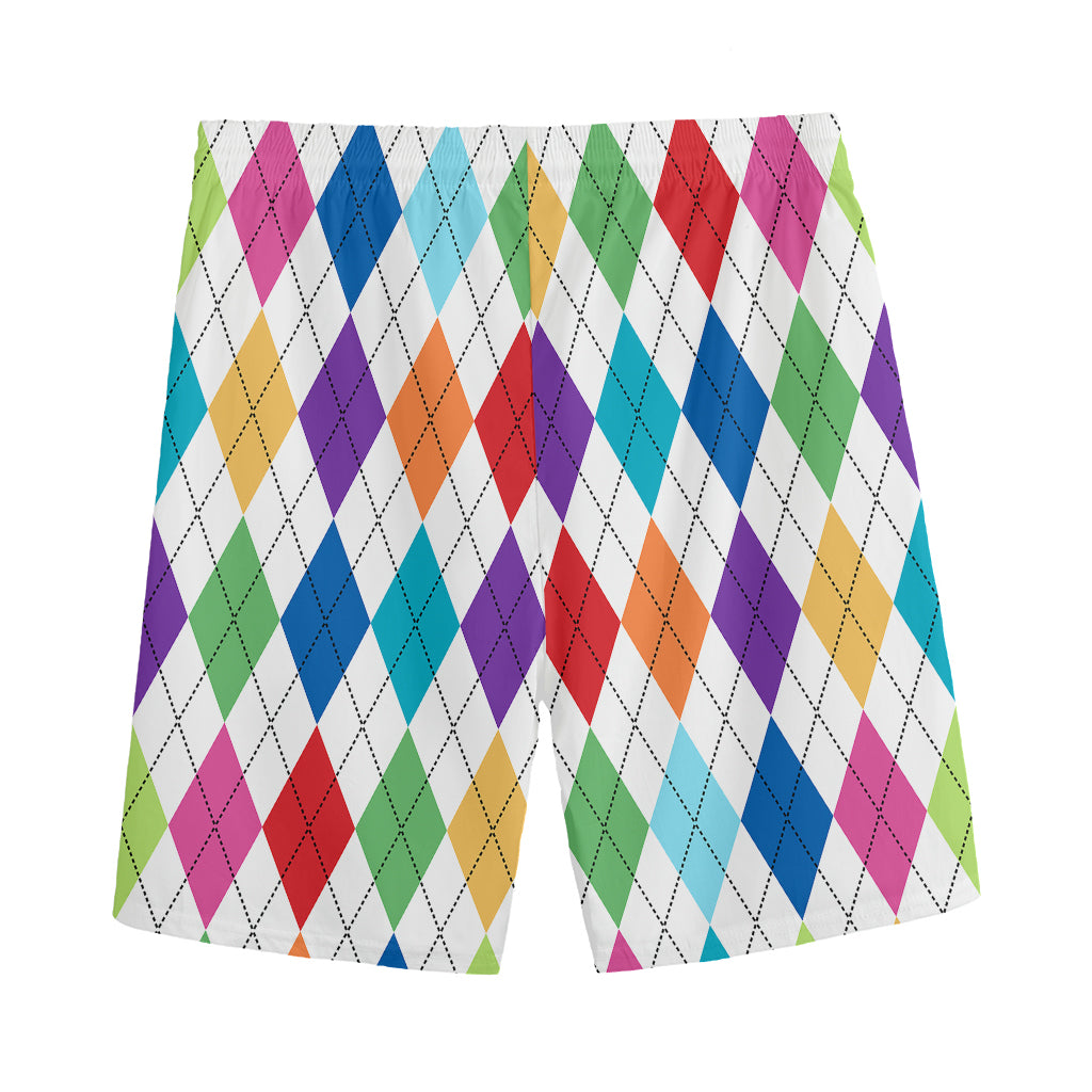 Colorful Argyle Pattern Print Men's Sports Shorts