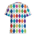 Colorful Argyle Pattern Print Men's Athletic T-Shirt