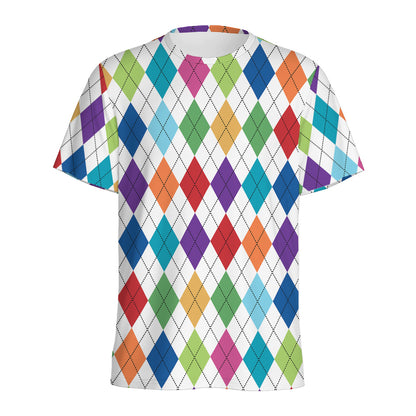 Colorful Argyle Pattern Print Men's Sports T-Shirt
