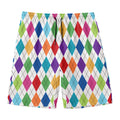 Colorful Argyle Pattern Print Men's Swim Trunks