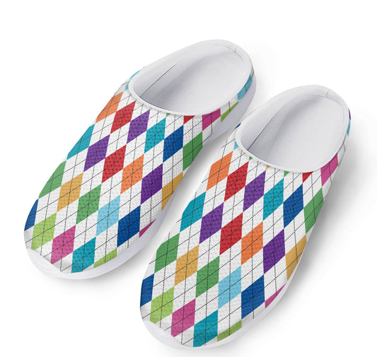 Colorful Argyle Pattern Print Mesh Casual Shoes