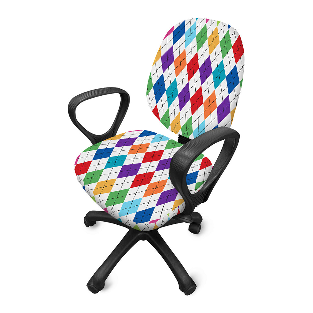 Colorful Argyle Pattern Print Office Chair Cover