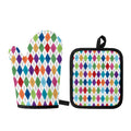 Colorful Argyle Pattern Print Oven Mitt And Pot Holder Set