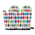 Colorful Argyle Pattern Print Oven Mitts
