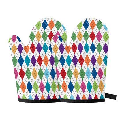 Colorful Argyle Pattern Print Oven Mitts