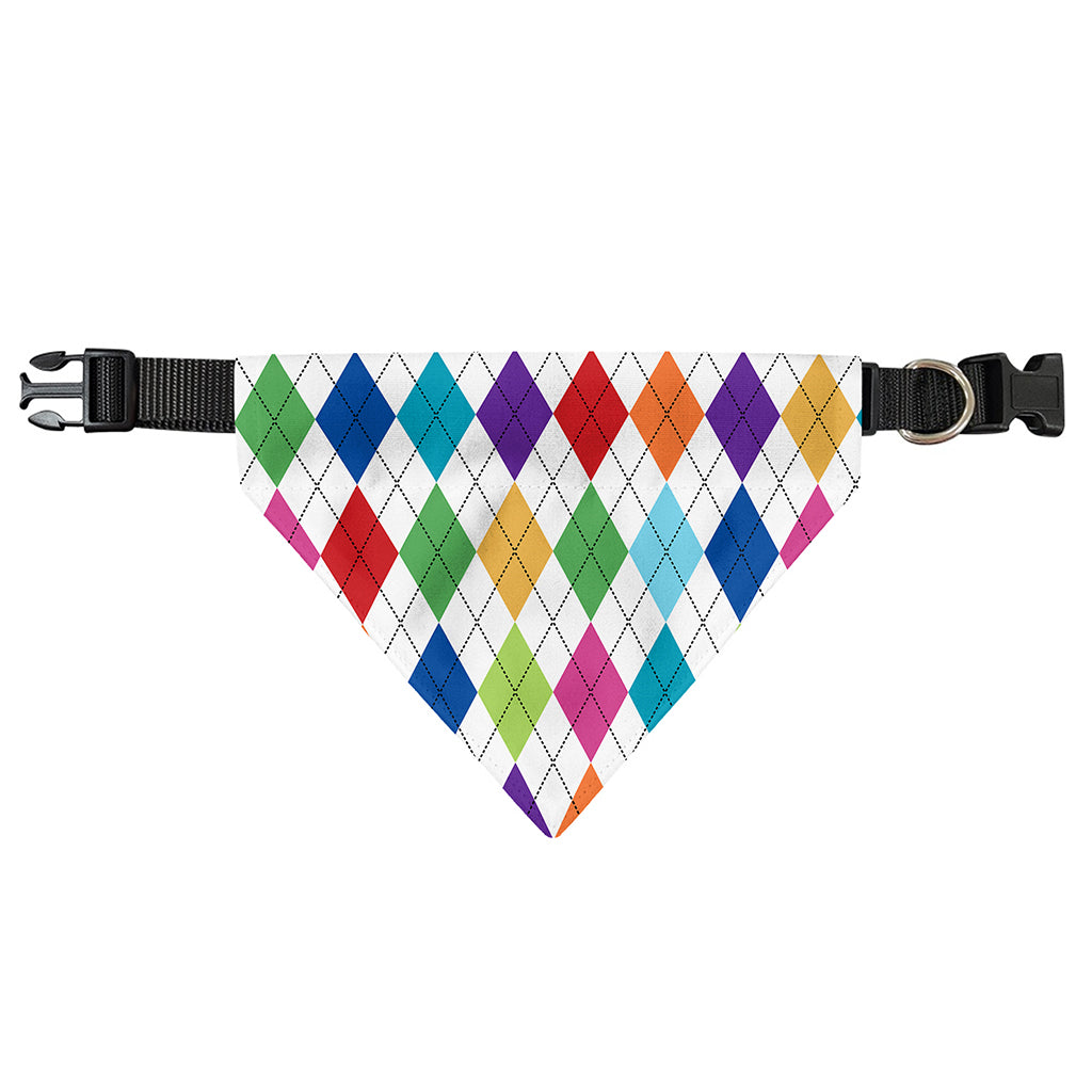 Colorful Argyle Pattern Print Over The Collar Dog Bandana