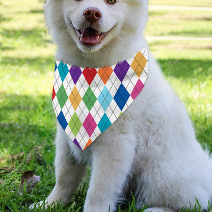 Colorful Argyle Pattern Print Over The Collar Dog Bandana