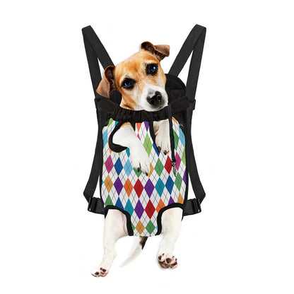 Colorful Argyle Pattern Print Pet Carrier Backpack