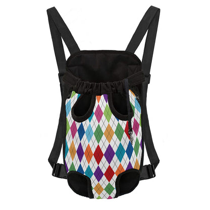 Colorful Argyle Pattern Print Pet Carrier Backpack