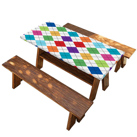 Colorful Argyle Pattern Print Picnic Table Cover