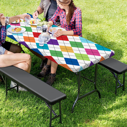 Colorful Argyle Pattern Print Picnic Table Cover
