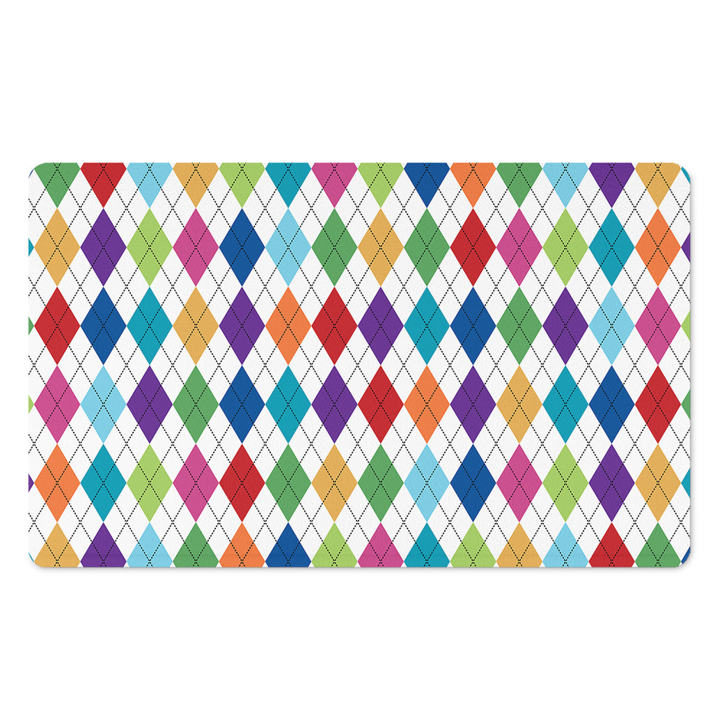 Colorful Argyle Pattern Print Polyester Doormat