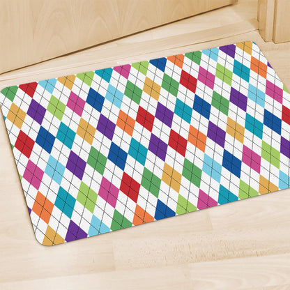 Colorful Argyle Pattern Print Polyester Doormat