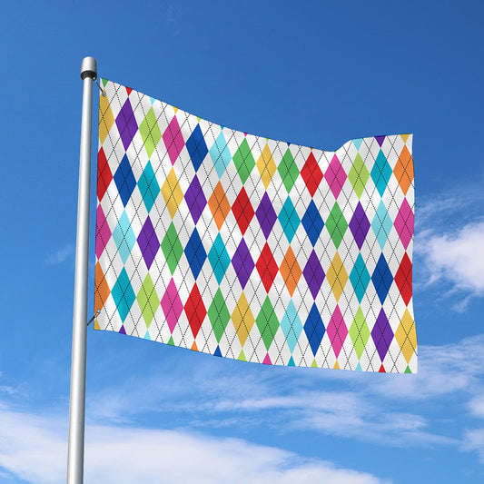 Colorful Argyle Pattern Print Polyester Flag