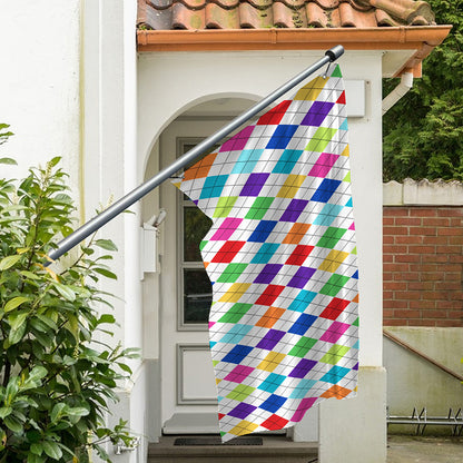 Colorful Argyle Pattern Print Polyester Flag
