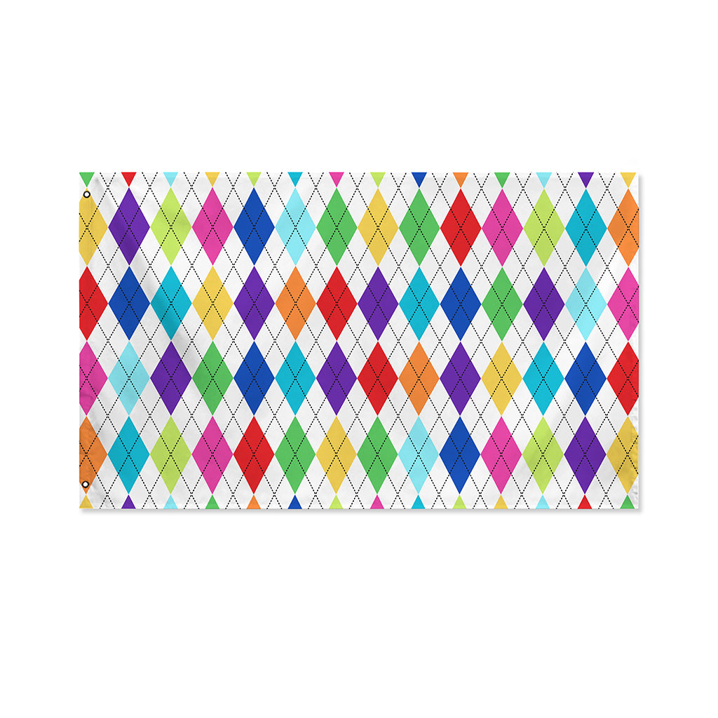 Colorful Argyle Pattern Print Polyester Flag