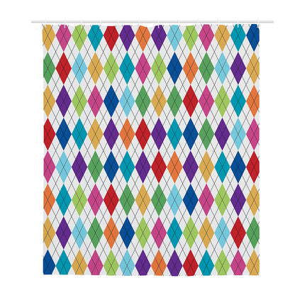 Colorful Argyle Pattern Print Polyester Shower Curtain