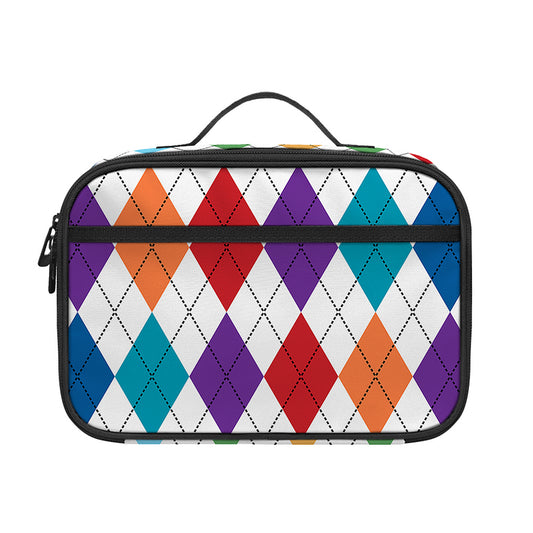 Colorful Argyle Pattern Print Portable Lunch Bag