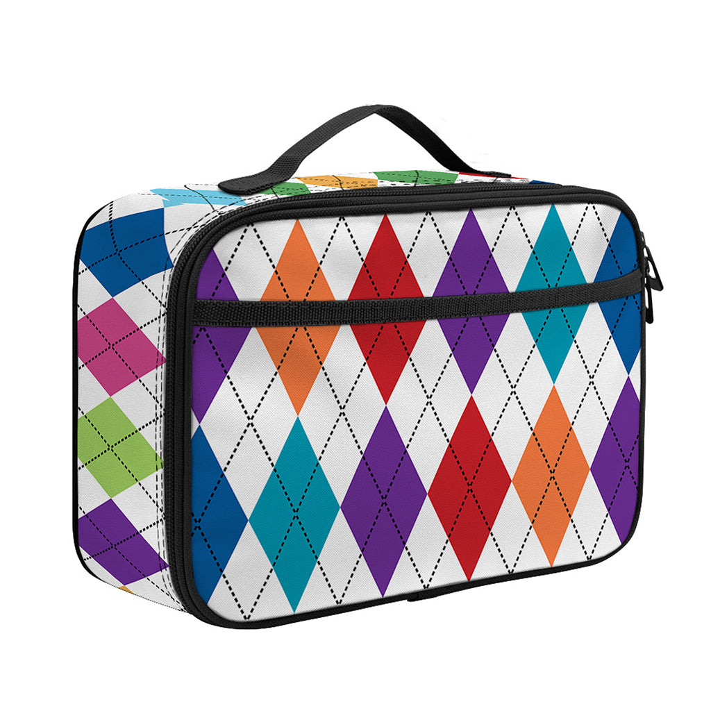 Colorful Argyle Pattern Print Portable Lunch Bag