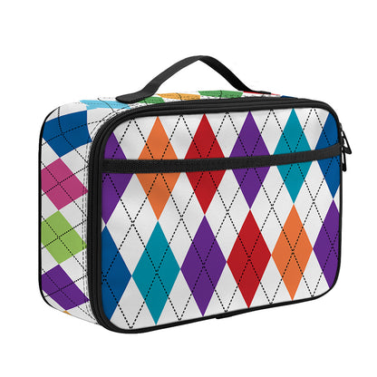 Colorful Argyle Pattern Print Portable Lunch Bag