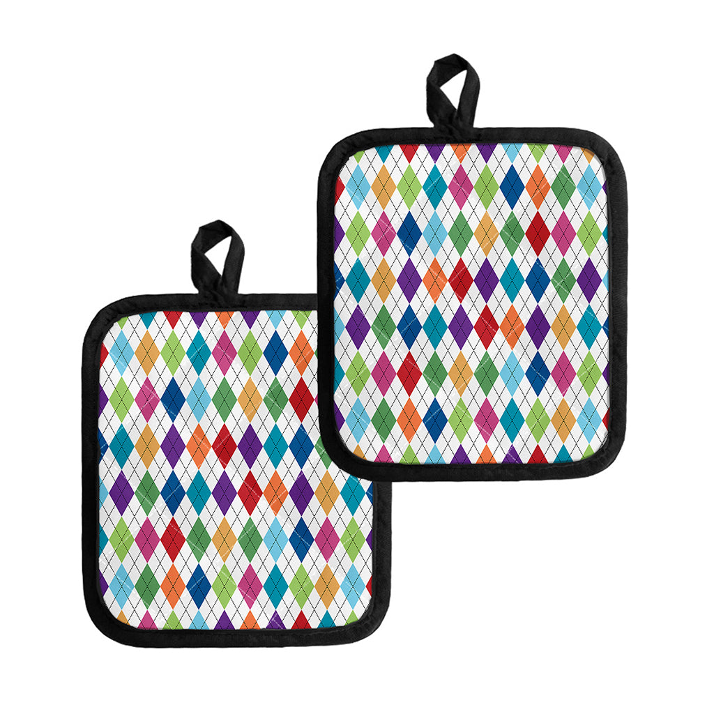 Colorful Argyle Pattern Print Pot Holders