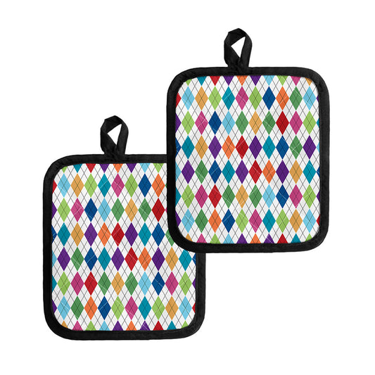 Colorful Argyle Pattern Print Pot Holders