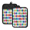 Colorful Argyle Pattern Print Pot Holders With Pocket