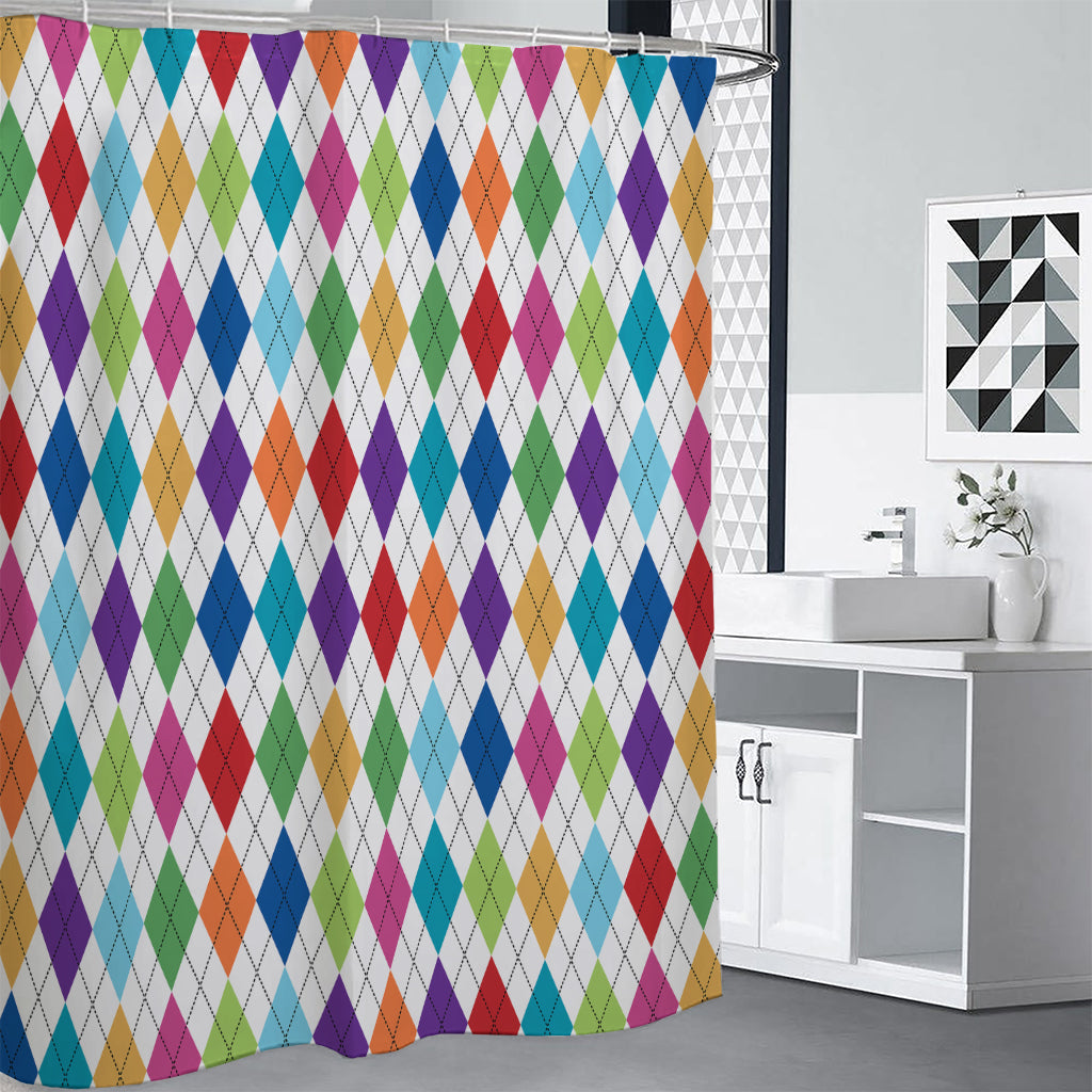 Colorful Argyle Pattern Print Premium Shower Curtain