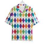 Colorful Argyle Pattern Print Rayon Hawaiian Shirt