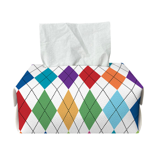 Colorful Argyle Pattern Print Rectangle Tissue Box Cover