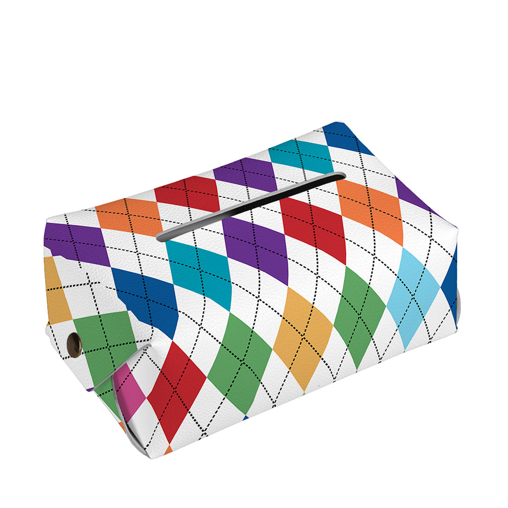 Colorful Argyle Pattern Print Rectangle Tissue Box Cover