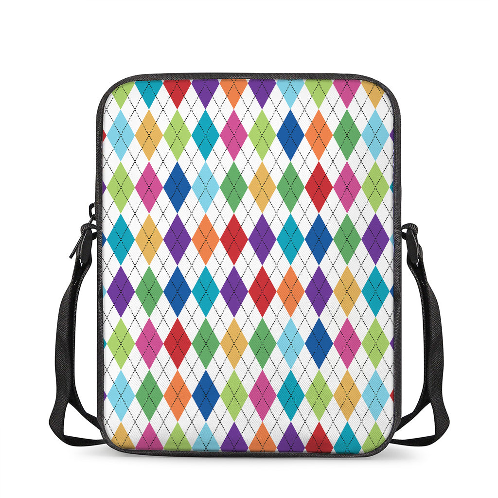 Colorful Argyle Pattern Print Rectangular Crossbody Bag