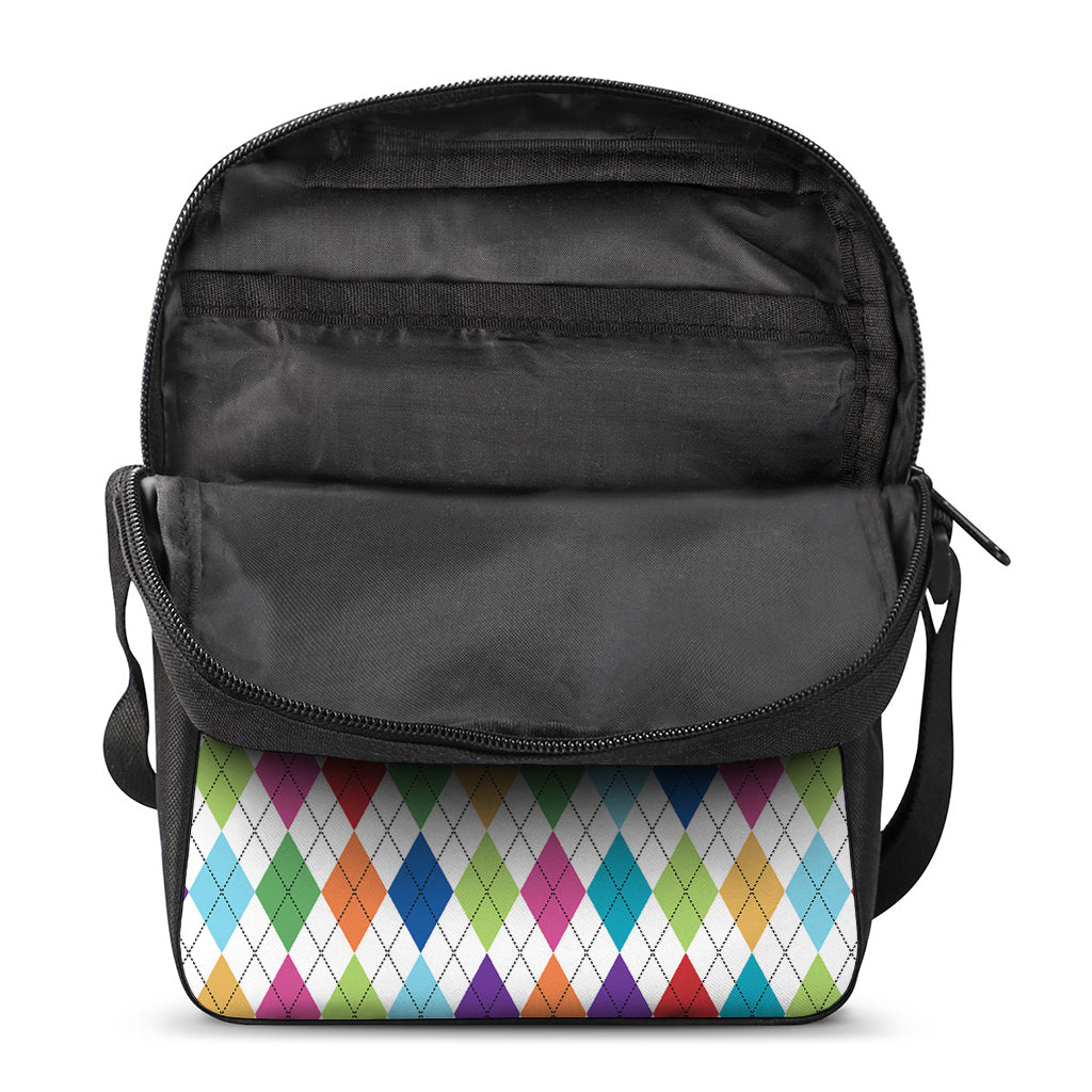 Colorful Argyle Pattern Print Rectangular Crossbody Bag