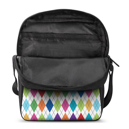 Colorful Argyle Pattern Print Rectangular Crossbody Bag