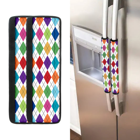Colorful Argyle Pattern Print Refrigerator Handle Covers
