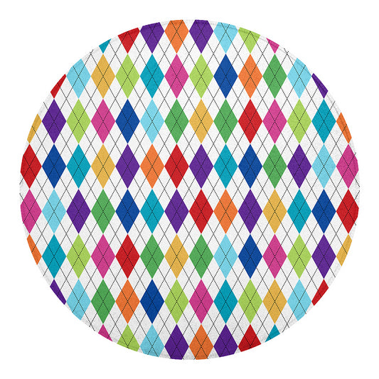 Colorful Argyle Pattern Print Round Blanket